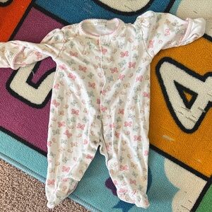 Kissy Kissy  Pink and Green Butterfly Footie